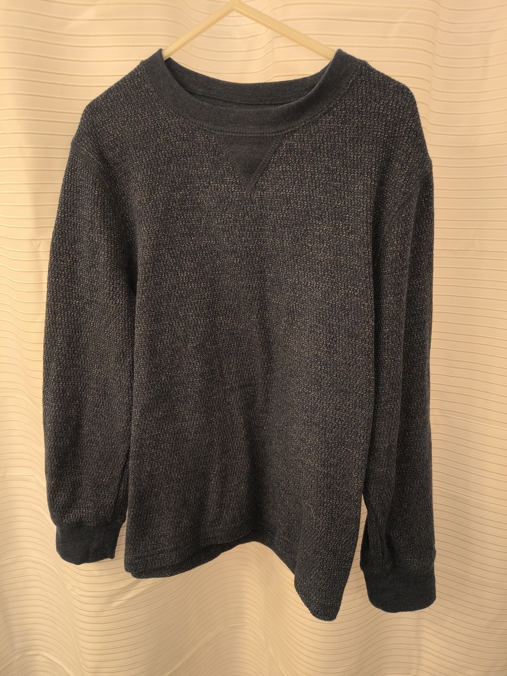 Men's Crewneck Textured Sweater - Dark Navy